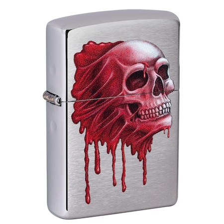 Zippo 2023 Zippo Blood Red Skull Design, Satin Chrome ZIP-49603